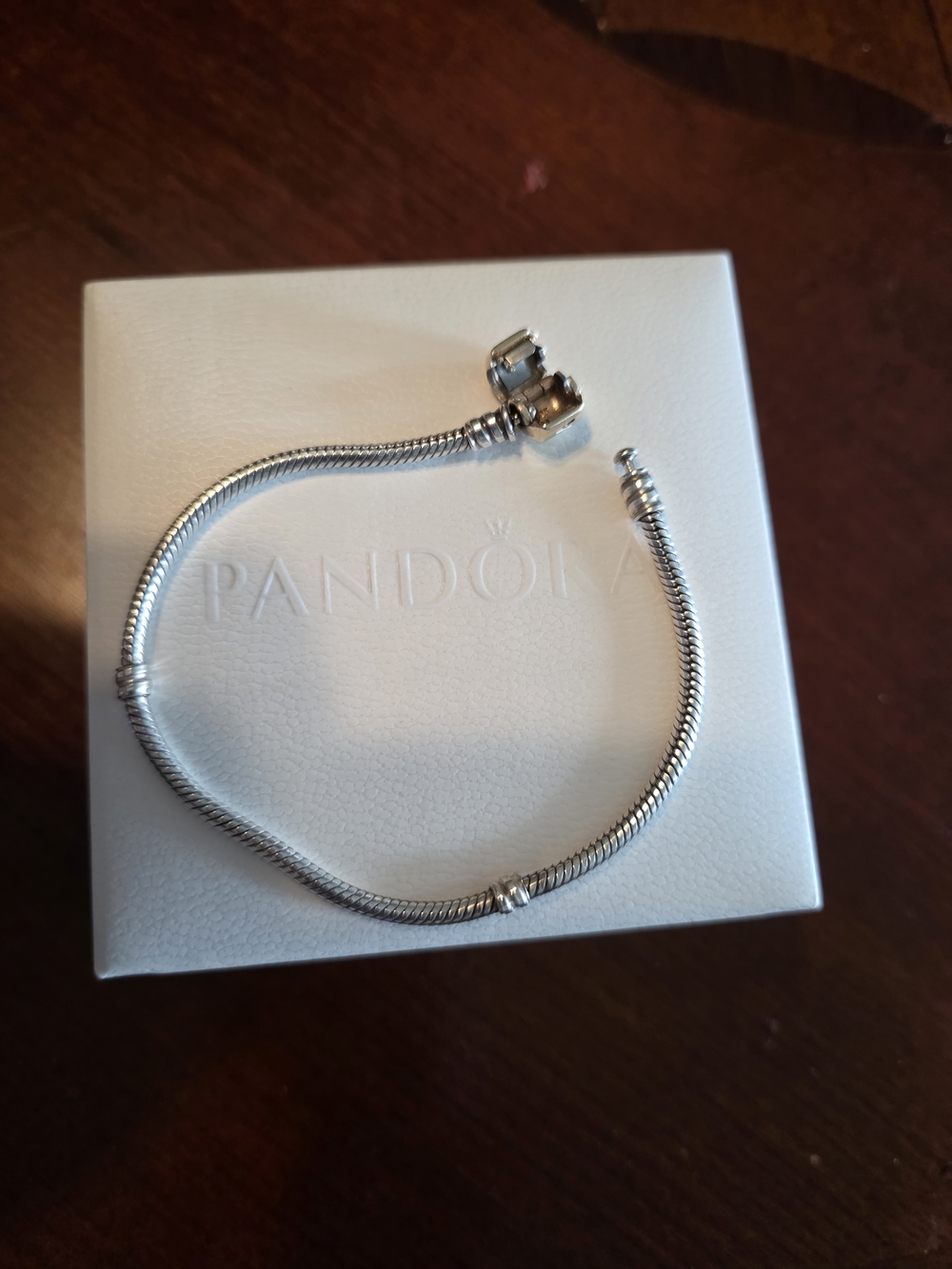Retired 7.9 Inch Pandora MOMENTS Sterling Silver Bracelet With 14k GOLD Clasp - Picture 12 of 12